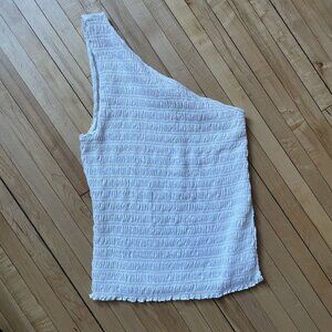 Gap One-Shoulder White Smocked Top size XXL casual summer shirred asymetrical